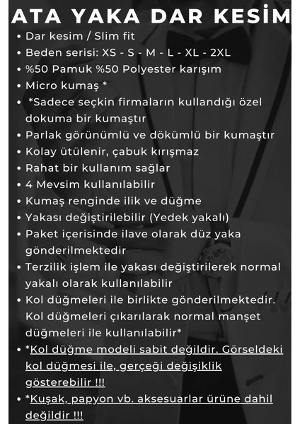 Siyah Düz Damatlık Ata Yaka Kol Düğmeli Slim Fit Smokin Gömlek - 010 indirimleri