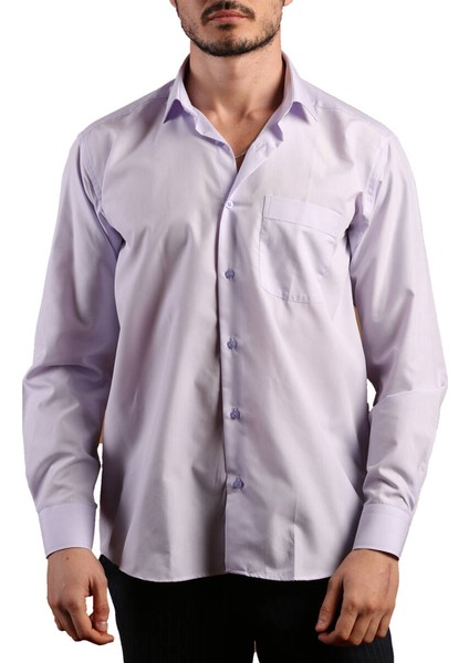 Lila Rahat Kesim Cepli Uzun Kol Regular Fit Erkek Gömlek - 150-6