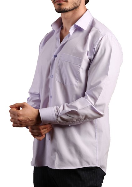 Lila Rahat Kesim Cepli Uzun Kol Regular Fit Erkek Gömlek - 150-6 fiyatları