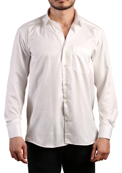 Krem Rahat Kesim Micro Kumaş Kol Düğmeli Regular Fit Erkek Gömlek - 190-10 fiyatları