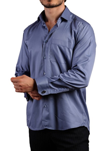 Indigo Rahat Kesim Micro Kumaş Kol Düğmeli Regular Fit Erkek Gömlek - 190-5 modelleri