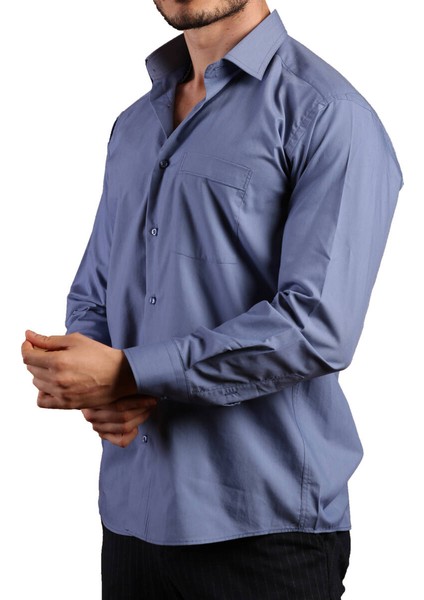 Indigo Rahat Kesim Cepli Uzun Kol Regular Fit Erkek Gömlek - 150-15