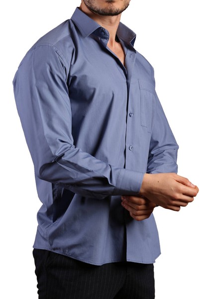 Indigo Rahat Kesim Cepli Uzun Kol Regular Fit Erkek Gömlek - 150-15