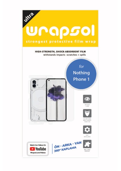 Nothing Phone 1 360 Derece Full Body Kaplama Ön Arka ve Yanlar Dahil Koruyucu Film fiyatları