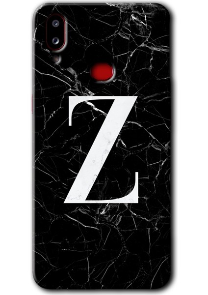 Galaxy A10S Kılıf Hd Desen Baskılı Arka Kapak - Siyah Mermer Desenli Z Harfi