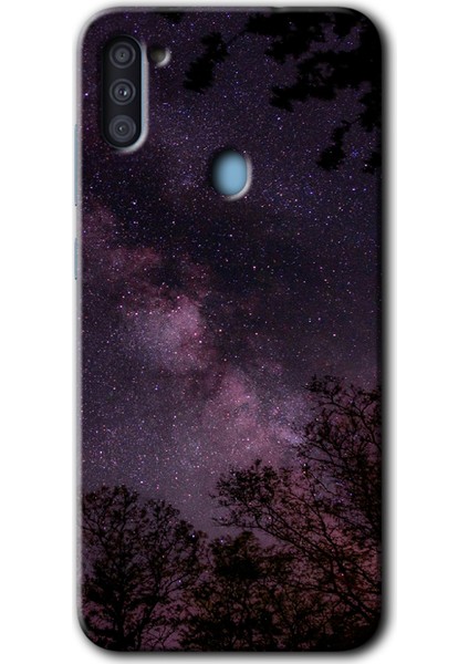 Galaxy A11 Kılıf Hd Desen Baskılı Arka Kapak - Gece Galaksi