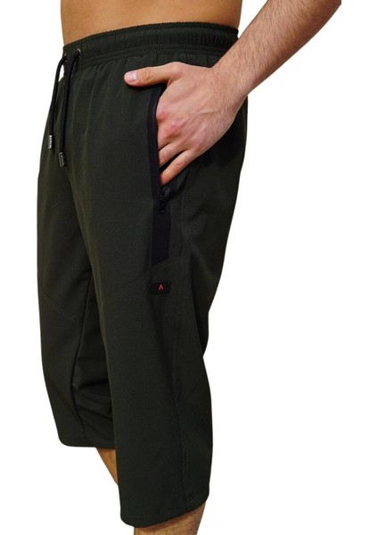 Haki Diz Altı Uzun Model Su Itici Özellikli Likralı Esnek Kumaş Erkek Plaj Deniz Kapri Şort - 941-HAKI fiyatları