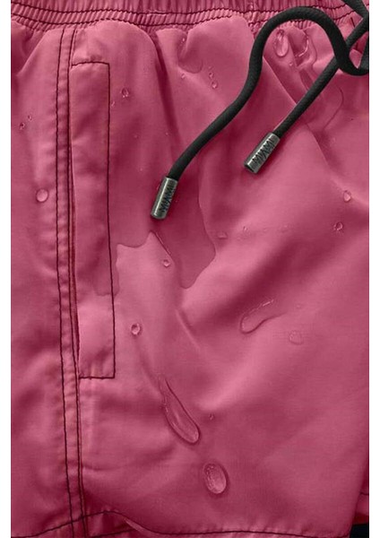 Pembe Su Itici Özellikli Düz Renk Basic Erkek Plaj Deniz Şort Mayo - 301-PEMBE