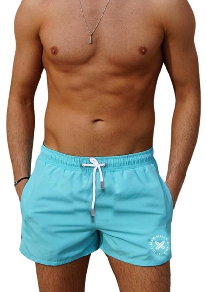 Mint Kısa Model Su Itici Özellikli Düz Renk Erkek Mini Plaj Deniz Şort Mayo - 2202-MINT fiyatları