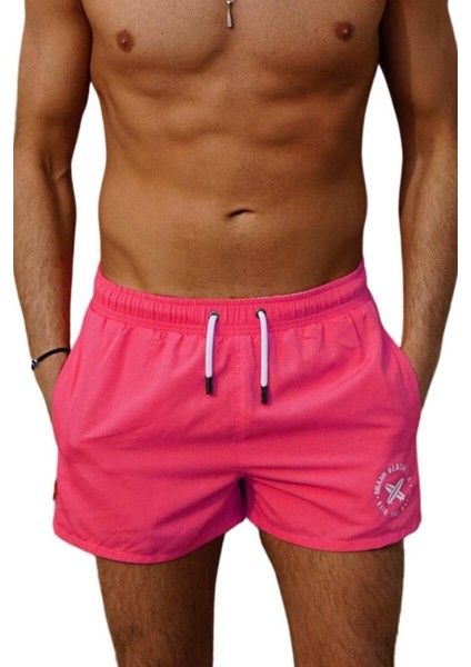 Pembe Kısa Model Su Itici Özellikli Düz Renk Erkek Mini Plaj Deniz Şort Mayo - 2202-PEMBE fiyatları