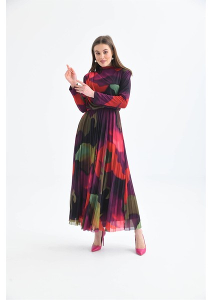 Kadın Likra Tül Elbise Mor 30417 fiyatları