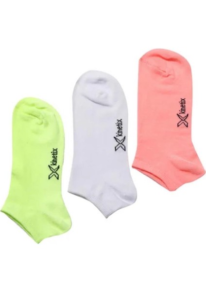 Kinetix Tanya 36/40 Kadın Pembe-Yeşil-Beyaz 3 Lü Patik Çorap