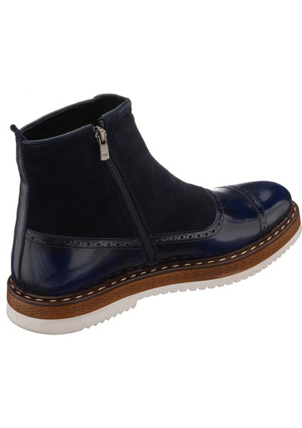 Iriadam NVN490 Lacivert Açma Deri Eva Taban Büyük Numara Bot Rahat Geniş Kalıp modelleri