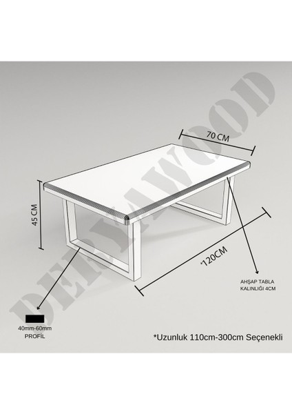 Masif Ahşap Holz Ofis Sehpa