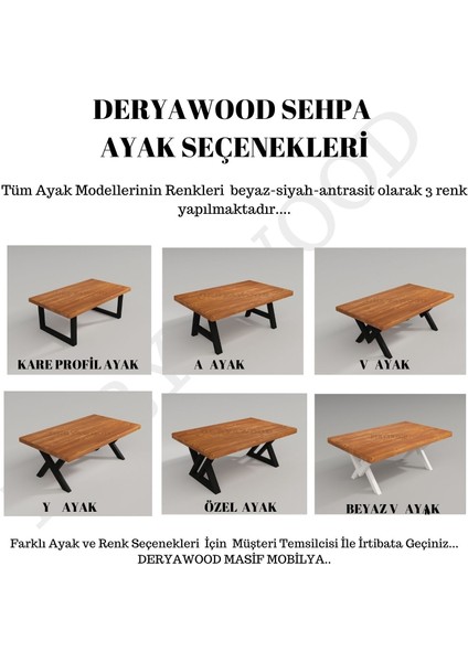 Masif Ahşap Log Ofis Sehpa Beyaz Ayak 70x100x45 cm