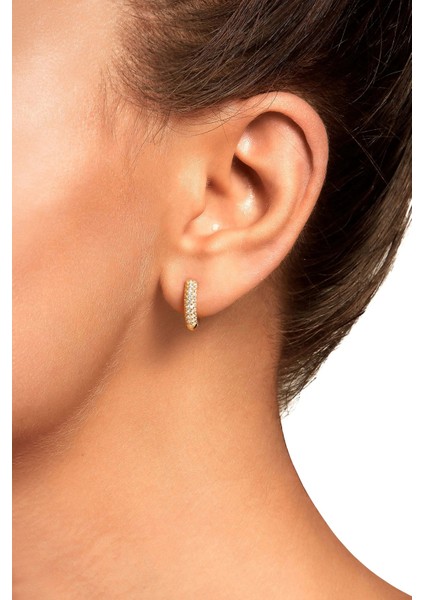 Ronn Large Küpe 1 Mikron 18 Ayar Altın Kaplama (925 Ayar Gümüş Üzerine), Zirkonyum