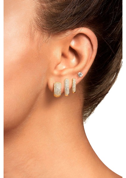 Ronn Large Küpe 1 Mikron 18 Ayar Altın Kaplama (925 Ayar Gümüş Üzerine), Zirkonyum fırsatları