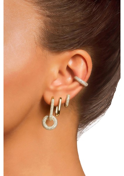 Ronn Large Küpe 1 Mikron 18 Ayar Altın Kaplama (925 Ayar Gümüş Üzerine), Zirkonyum indirimleri