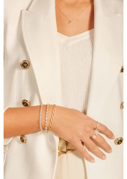 Daisy Yüzük 1 Mikron 18 Ayar Altın Kaplama (925 Ayar Gümüş Üzerine), Zirkonyum fırsatları