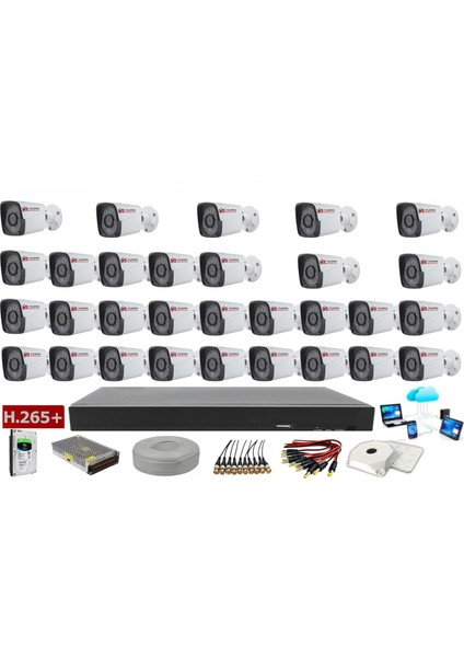 Metal Kasa Gece Görüşlü 30 Kameralı 5 Mp Sony Lens Ahd Güvenlik Kamera Sistemi