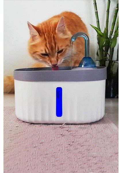 Aquata Otomatik Kedi Köpek Su Pınarı LED Işıklı Su Çeşmesi Sessiz Su Şelalesi USB Bağlantılı 2,3 Lt