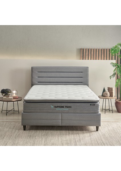 Bedding Supreme Pedic Yatak - Baza - Başlık Set -Mavi 150 x 200 cm