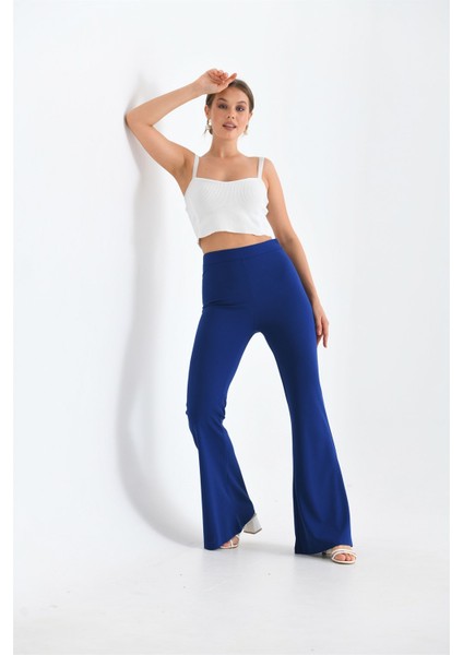 Kadın Scuba Crep Pantolon Saks Mavi 30172