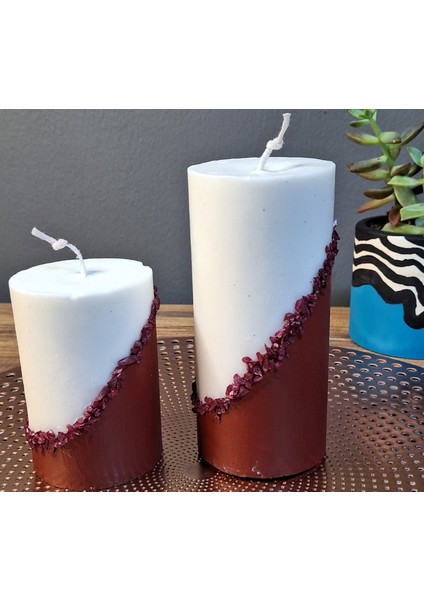 Cam Kırığı Detaylı 2 Li Beton Mum Set