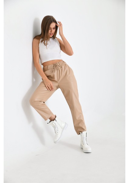 Kadın Deri Pantolon Beige RBN2028 modelleri