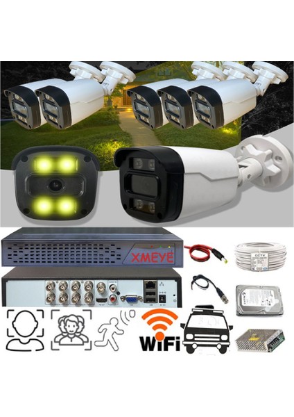 4 Kameralı Araç Yüz ve İnsan Tanımalı Hareket Algılayan 5 Mp Lens Gece Renkli Gösteren Güvenlik Kamerası Seti BS504W