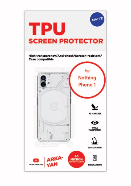 Nothing Phone 1 Mat Arka ve Yan Kaplama Koruyucu Hd Film
