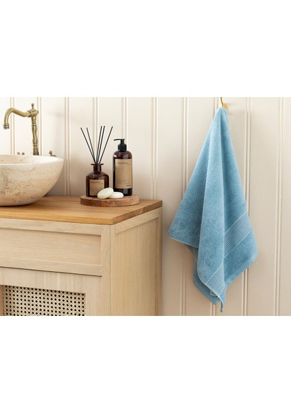 Deluxe Low Twist Pamuklu Yüz Havlusu 50x90 cm Mavi