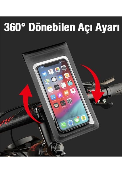 Polham Kamera Bölümlü Su Geçirmez Dikiz Aynasına Takılan Bisiklet, Motosiklet Telefon Tutucu