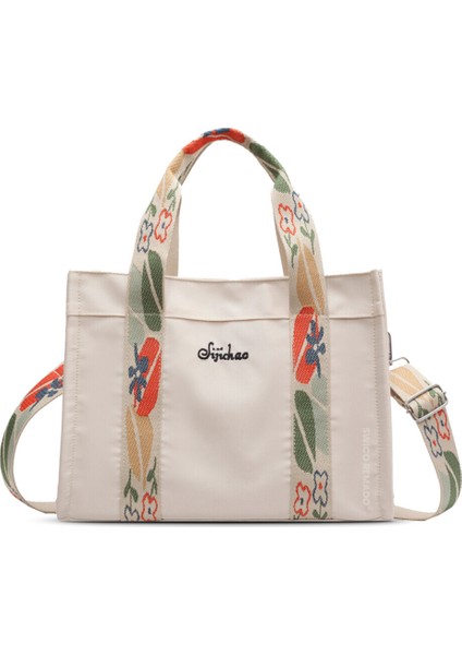 Kadın Günlük Vintage Omuz Çantası Tote Çanta - Beyaz (Yurt Dışından)