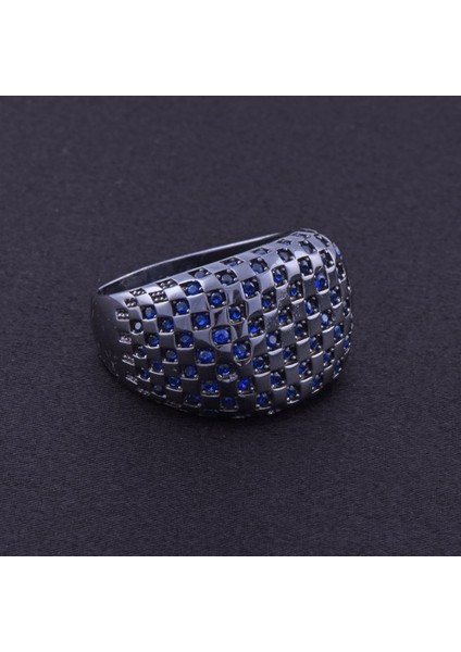 Mavi Zirkon Taşlı Erkek Gümüş Yüzük 9.2 gr