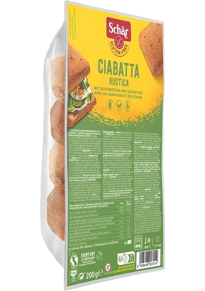 Ciabatta Rustica Glutensiz Esmer Ekmek 200 gr