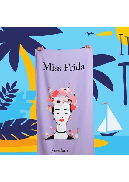 MS Frida Freedom %100 Pamuklu Lila Plaj Havlusu