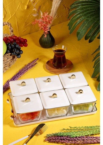 Candy 6'lı Porselen Kapaklı Cam Kahvaltı Seti 3029 modelleri