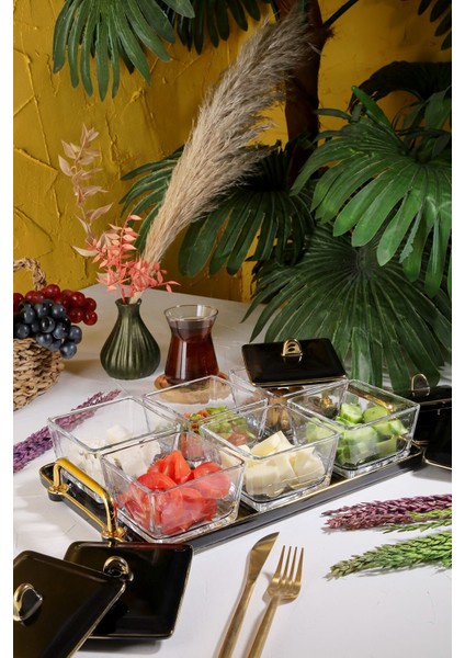 Candy 6'lı Porselen Kapaklı Cam Kahvaltı Seti 3028