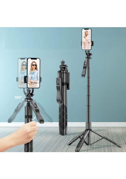 Profesyonel Tripod ve Selfie Çubuğu L16 Bluetooth Uzaktan Kumandalı Cep Telefonu Yüksekliği Ayarlanabilir Masaüstü Portatif Taşınabilir Iç ve Dış Mekan Evde Tatilde Kampda Kullanıma Uygun