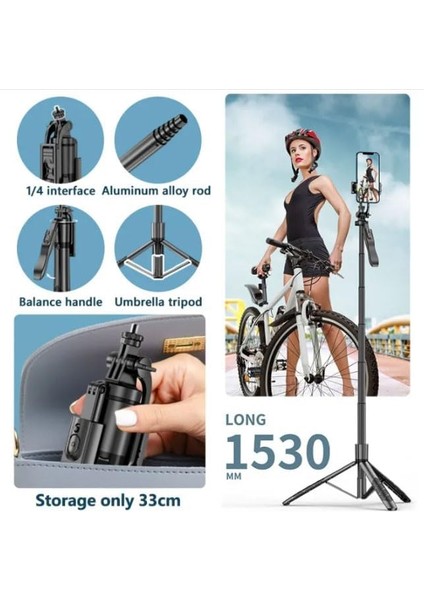 Profesyonel Tripod ve Selfie Çubuğu L16 Bluetooth Uzaktan Kumandalı Cep Telefonu Yüksekliği Ayarlanabilir Masaüstü Portatif Taşınabilir Iç ve Dış Mekan Evde Tatilde Kampda Kullanıma Uygun indirimleri