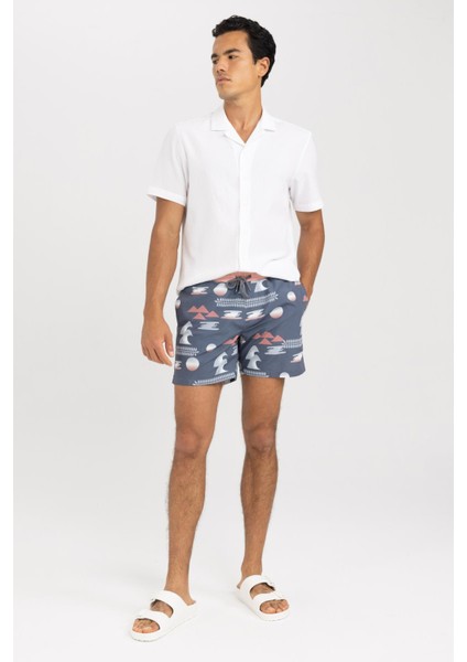 Fit Kısa Boy Desenli Deniz Şortu Z6307AZ23HS
