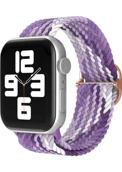 Apple Watch 42MM/44MM/45MM/49MM Ultra Uyumlu Watch 2/3/4/5/6/7/8/se Için Akıllı Saat Kordon Örgü Ipli Tokalı Renk Geçişli Roinbow Kordon Kayış