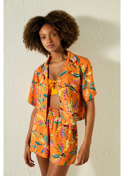 Napea Çiçek Desenli Kısa Gömlek fiyatları