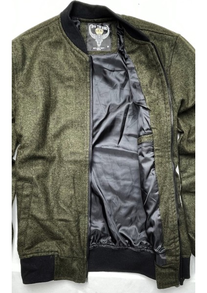 Slim Fit Kaşe Kolej Mont Haki