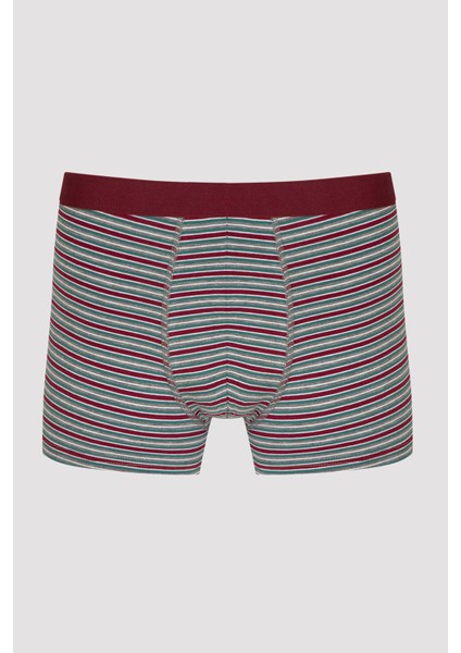 Çizgili Burgundy 3lü Mid Boxer modelleri