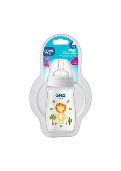 Wee Baby Safari Kulplu Biberon 250 ml Turuncu Aslan