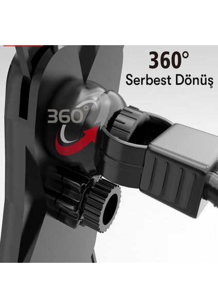 360 Derece Ayarlanabilir (6.5 - 3.5 Inch) Uyumlu Motosiklet Telefon Tutucu Siyah