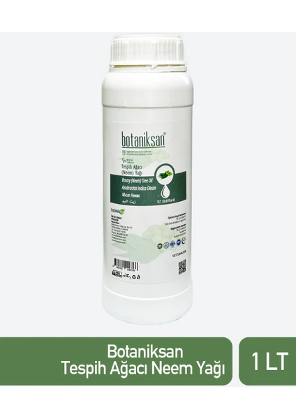 Tesbih Ağacı Neem Yağı 1 Lt (1 Litre) Soğuk Sıkım, %100 Saf, Doğal ve Katkısız