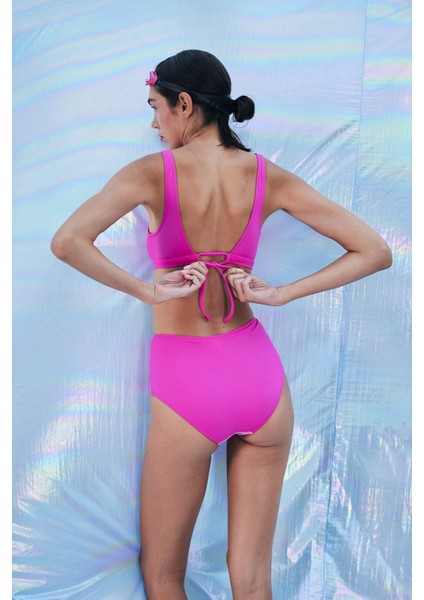 Aure Yüksek Bel Fuşya Fashion Bikini Altı-Aysu Türkoğlu Koleksiyonu
